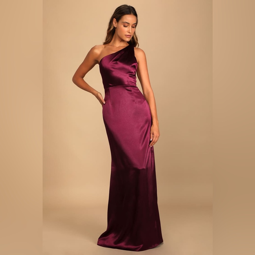 Satin one shoulder maxi